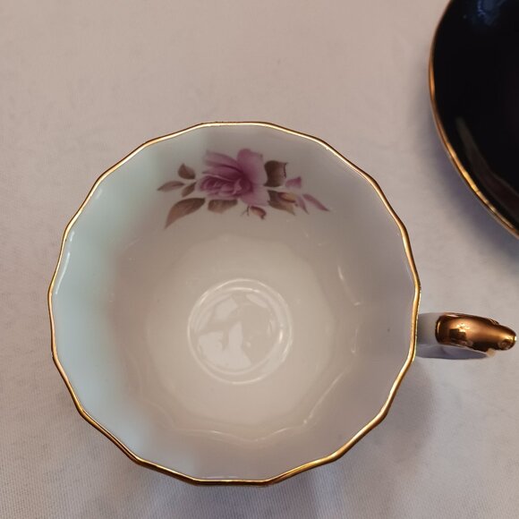Limited edition Birks Elizabethan Black teacup and saucer EUC - Picture 4 of 6